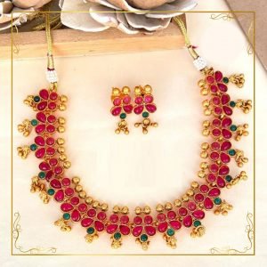 South Indian Gold Plated Short Necklace Set