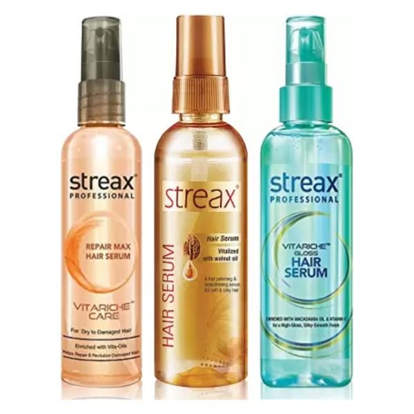 Streax Hair Serum ( Walnut Oil,Vita Gloss,Repair Max) Pack Of 3 (300 ml)