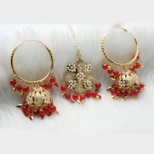 Jawora Pearl Earring Set With Tikli