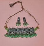Mirror stone choker set with earrings