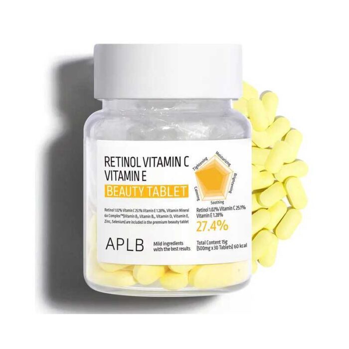 APLB Retinol Vitamin C Vitamin E Beauty Tablet 500mg x 30 Tablets - Image 1