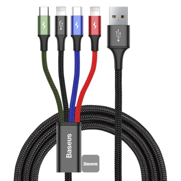 Baseus-4-in-1-Rapid-Series-Cable-1-Lightning-2-Type-C-1-Micro-USB.jpg Baseus 4 in 1 Rapid Series Cable 2x Lightning, Type-C & Micro USB - Image 1