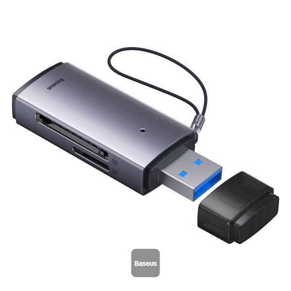 Baseus-Card-Reader-Dual-Output-USB-A-Type-C-to-SD-TF-Card-Reader-WKQX060113-Grey.jpg Baseus Card Reader Dual Output USB-A & Type-C to SD TF Card Reader WKQX060113 Grey - Image 1