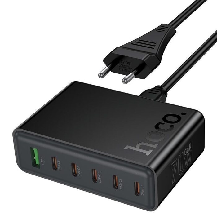 Hoco C152A Modern PD 70W 6-port(5C1A) Desktop Charger - Image 2