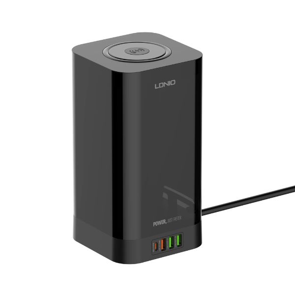 LDNIO-SEW4485-Multiple-2500w-Tower-Power-Strip-32W-USB-Output-With-Wireless-Charging.jpg LDNIO SEW4485 Multiple 2500w Tower Power Strip 32W USB Output With Wireless Charging - Image 1