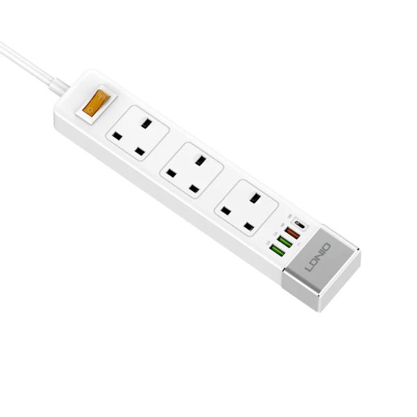 LDNIO-SK3467-3-Power-Socket-3-USB-1-Type-C-Port-Extension-Adapter-UK-Plug-1.jpg LDNIO SK3467 3 Power Socket 3 USB 1 Type-C Port Extension Adapter UK Plug - Image 1