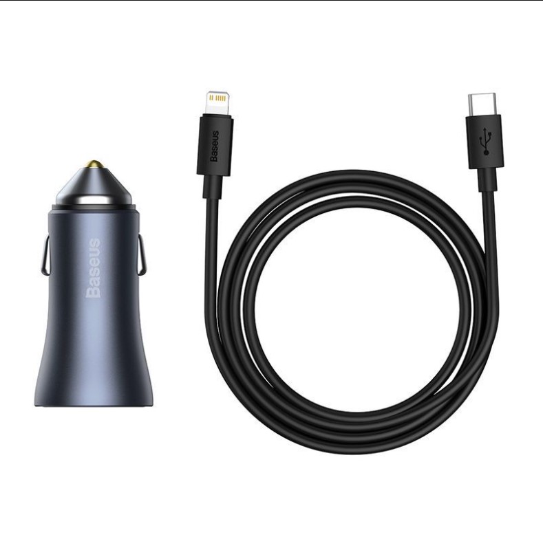 TZCCJD-B0G-r.jpg Baseus Car Charger With Type-C to Lightning - Image 1