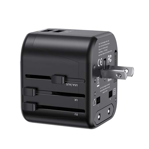 Usams-US-CC173-T55-12W-Dual-USB.jpg Usams US-CC173 T55 12W Dual USB Universal Travel Charger - Image 1