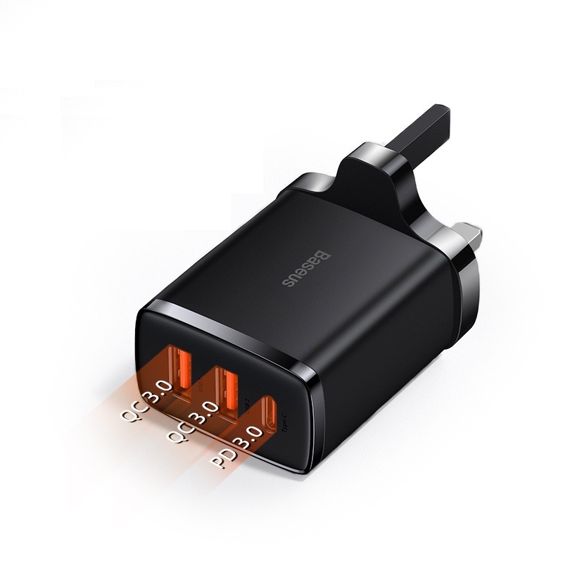 baseus-30w-compact-fast-charger.jpg Baseus 30W Compact Fast Charger 2USB+Type-C Wall Charger - Image 1